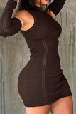 Cold Shoulder Knitting Mini Dress