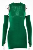 Cold Shoulder Knitting Mini Dress