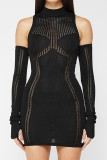 Cold Shoulder Knitting Mini Dress