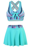 Floral Striped Printed Top Tankini Set