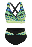 Geometric Tie Dye Printed Twisted Bikini Set