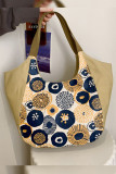 Geometric Floral Splicing Printed Tote Handbag MOQ 3pcs