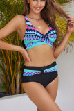 Geometric Tie Dye Printed Twisted Bikini Set