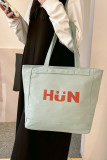 Letter Print Zipper Closure Canvas Tote Bag MOQ 3pcs