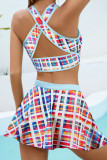 Floral Striped Printed Top Tankini Set