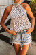 Leopard High Neck Animal Spotted Print Tank Top