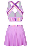 Floral Striped Printed Top Tankini Set