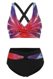Geometric Tie Dye Printed Twisted Bikini Set