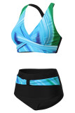 Geometric Tie Dye Printed Twisted Bikini Set