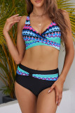 Geometric Tie Dye Printed Twisted Bikini Set