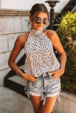Leopard High Neck Animal Spotted Print Tank Top