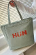 Letter Print Zipper Closure Canvas Tote Bag MOQ 3pcs