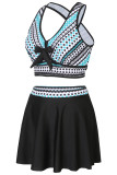 Floral Striped Printed Top Tankini Set