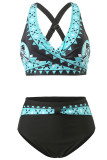 Geometric Tie Dye Printed Twisted Bikini Set