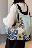 Geometric Floral Splicing Printed Tote Handbag MOQ 3pcs