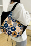 Geometric Floral Splicing Printed Tote Handbag MOQ 3pcs