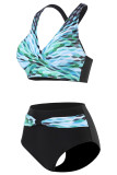 Geometric Tie Dye Printed Twisted Bikini Set