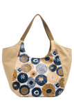 Geometric Floral Splicing Printed Tote Handbag MOQ 3pcs