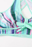 Floral Striped Printed Top Tankini Set
