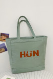 Letter Print Zipper Closure Canvas Tote Bag MOQ 3pcs