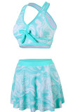 Floral Striped Printed Top Tankini Set