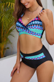 Geometric Tie Dye Printed Twisted Bikini Set