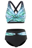 Geometric Tie Dye Printed Twisted Bikini Set