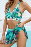 Floral Striped Printed Top Tankini Set