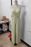 V Neck Halter Backless Wide Leg Jumpsuit