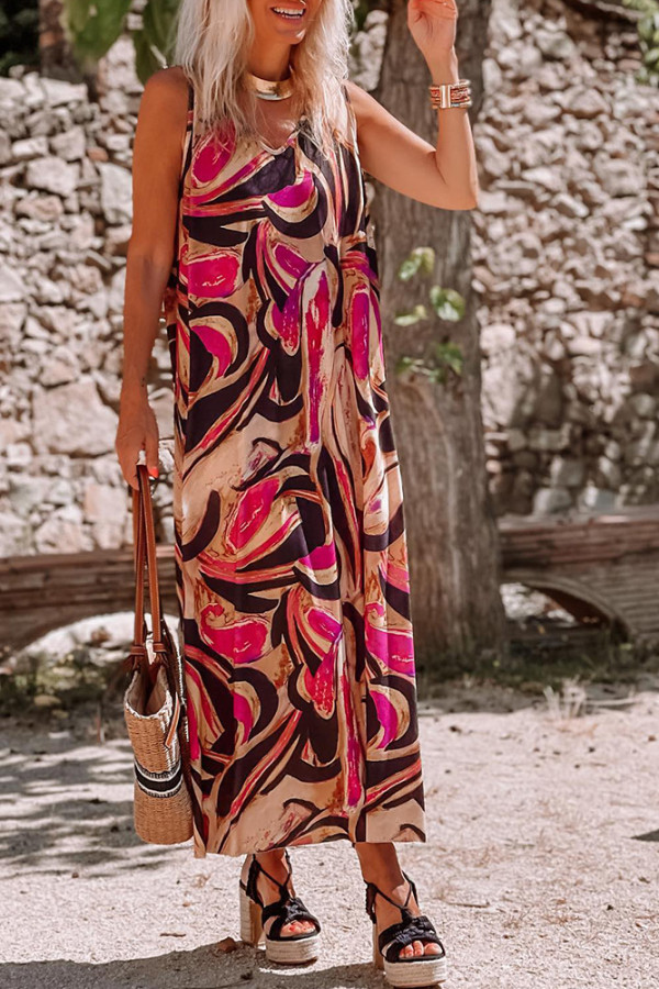 Boho Printed Sleeveless Tank Dress