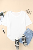 White Waffle Knit Drop Shoulder Loose Top