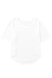 White Waffle Knit Drop Shoulder Loose Top