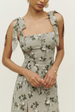 Tie Strap Floral Printed Side Split Cami Dress