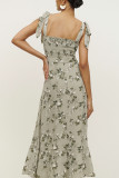 Tie Strap Floral Printed Side Split Cami Dress