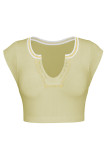 Plain V Neck Rib Crop Top