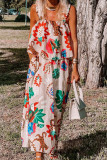 Boho Fake Two Piece Floral Maxi Cami Dress