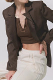 Plain V Neck Rib Crop Top