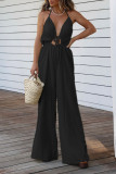 V Neck Halter Backless Wide Leg Jumpsuit