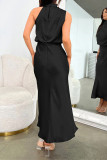 Ruched Cut Shoulder Sleeveless Sily Maxi Dress