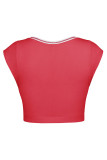 Plain V Neck Rib Crop Top