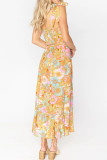 Tie Strap Floral Printed Side Split Cami Dress