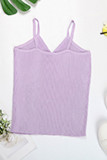 V Neck Spaghetti Pleated Knitting Top