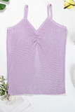 V Neck Spaghetti Pleated Knitting Top