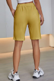 Plain Drawstring Pockets Knee Length Shorts