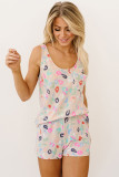Apricot Leopard Print Tank and Shorts Lounge Set