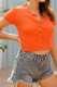 Orange Turndown Collar Button Knitting Crop Top