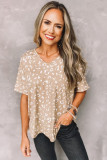 Apricot Leopard Spots Print Loose T Shirt