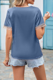 V Neck Lace Edge Silky Top