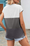 Color Block Pocket Short Sleeves Top