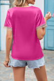 V Neck Lace Edge Silky Top